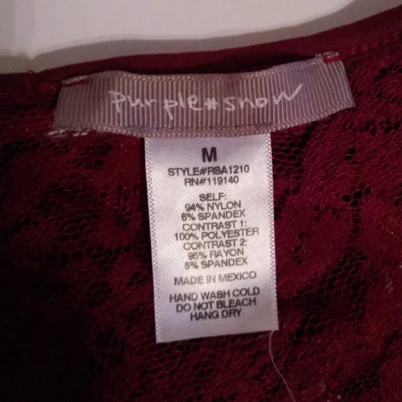 Purple Snow lace & back bow tie blouse sz M - Picture 4 of 8